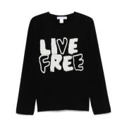 Live Free Geborduurde Trui (Zwart) Comme des Garçons , Black , Heren