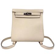 Pre-owned Leather backpacks Hermès Vintage , Beige , Dames