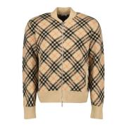 Geruite Cashmere Bomberjack Burberry , Beige , Heren