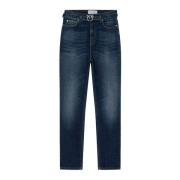 High-Waisted Skinny Jeans met Love Birds Gesp Pinko , Blue , Dames