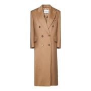 Dubbelrijige kameeljas met peak revers Max Mara , Brown , Dames