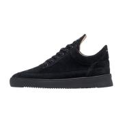 Low Top Suede All Black Filling Pieces , Black , Heren