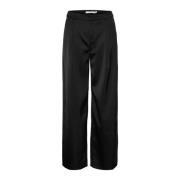 Elegante Zwarte Loose Fit Broek Gestuz , Black , Dames