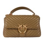 Gewatteerde Love Bag met Chevron Motief Pinko , Brown , Dames