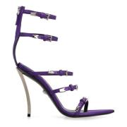 Puntige Neus Hakken Sandalen met Leren Details Versace , Purple , Dame...