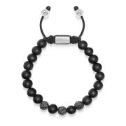 Men's Trio Black Diamond Beaded Bracelet with Matte Onyx Nialaya , Gra...