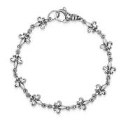 Men's Silver Fleur de Lis Linked Bracelet Nialaya , Gray , Heren