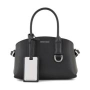 Zwarte Leren Mini Handtas met Verstelbare Band Emporio Armani , Black ...