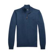 Navy Blauwe Wollen Trui met Rits Ralph Lauren , Blue , Dames