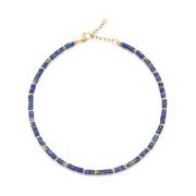 Heishi Blue Lapis Choker with Gold Nialaya , Yellow , Dames