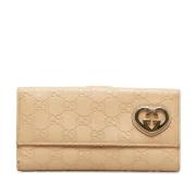 Pre-owned Leather wallets Gucci Vintage , Beige , Dames