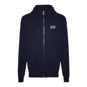 Blauwe Katoenen Hoodie Volledige Rits Logo Emporio Armani EA7 , Blue ,...