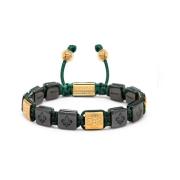 Men`s Ceramic Flatbead Bracelet in Green and Gold Nialaya , Multicolor...