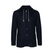 Gewatteerde wollen blazer met capuchon Eleventy , Blue , Heren