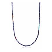 Faceted Dumortierite Necklace with Tiger Eye and Turquoise Nialaya , G...