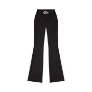 Gebreide Flared Broek met Uitgesneden Details Diesel , Black , Dames