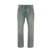 Gescheurde Denim Jeans met Logoplaatje Dolce & Gabbana , Blue , Heren