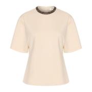 Versierde Tee Top Witkap Grijs Soaked in Luxury , Beige , Dames