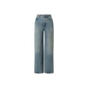 High Waisted Denim Jeans Blauw Loewe , Blue , Dames