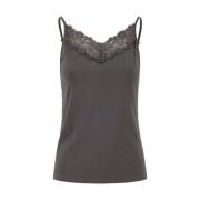 Mouwloze Kant Spaghetti Top Zusss , Gray , Dames