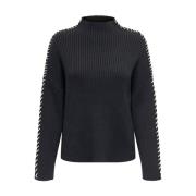 Hoge hals contrast pullover trui Only , Black , Dames