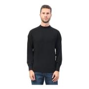 Zwarte Sweater met Logolabel Richmond , Black , Heren