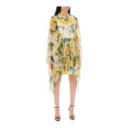 Gele Rozenprint Zijden Chiffon Jurk Dolce & Gabbana , Multicolor , Dam...