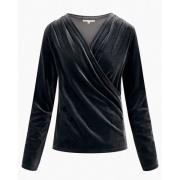 Fluwelen Wrap Top Lange Mouw Zusss , Gray , Dames