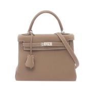 Pre-owned Leather handbags Hermès Vintage , Gray , Dames