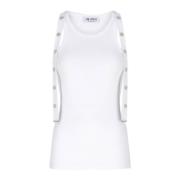 Metalen Logo Jersey Top The Attico , White , Dames