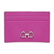 Gancini Roze Leren Kaarthouder Salvatore Ferragamo , Pink , Dames