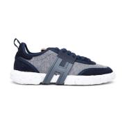 Blauwe Katoenen Sneaker met Geborduurde Zijden Top Hogan , Blue , Here...