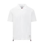 Klassieke Pique Polo Shirt Thom Browne , White , Heren