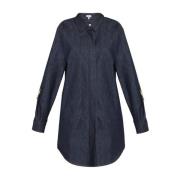 Blauwe Denim Overhemdjurk met Kettingen Loewe , Blue , Dames