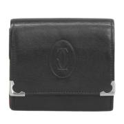 Pre-owned Leather wallets Cartier Vintage , Black , Dames