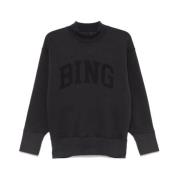 Zwarte Jersey Sweatshirt met Logo Print Anine Bing , Black , Dames