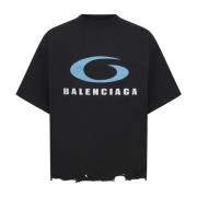 Zwart Katoenen Logo Print T-shirt Balenciaga , Black , Dames