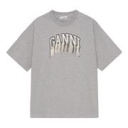 Grijze Crew Neck T-shirts en Polos Ganni , Gray , Dames