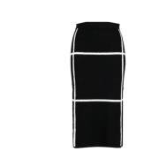 Grafische Inlay Wollen Rok Pennyblack , Black , Dames