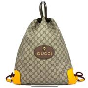 Pre-owned Canvas backpacks Gucci Vintage , Beige , Dames