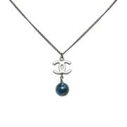 Pre-owned Metal necklaces Chanel Vintage , Blue , Dames