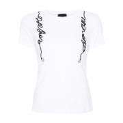 Wit Katoenmix Logo T-shirt Emporio Armani , White , Dames