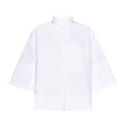 Witte Poplin Overhemd met Opstaande Kraag Jil Sander , White , Dames