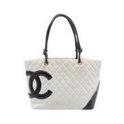 Pre-owned Leather totes Chanel Vintage , White , Dames