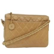 Pre-owned Leather chanel-bags Chanel Vintage , Beige , Dames