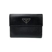 Pre-owned Leather wallets Prada Vintage , Black , Dames