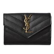 Pre-owned Leather wallets Yves Saint Laurent Vintage , Black , Dames