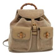 Pre-owned Suede backpacks Gucci Vintage , Beige , Dames