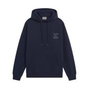 Calligraphy Slogan Hoodie in Navy Blue Drole de Monsieur , Blue , Here...