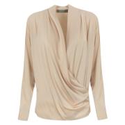 Satijnen Cross-Neck Beige Blouse D.Exterior , Beige , Dames